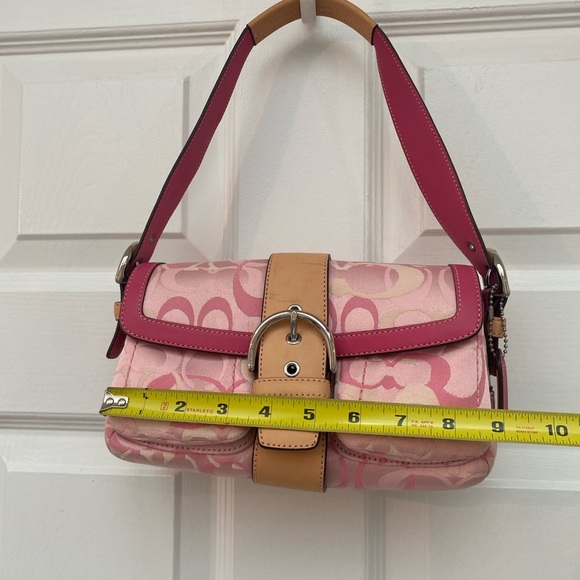 Coach RARE Vintage Y2K Pink Signature Soho Shoulder Bag w Tan Leather Trim - Picture 9 of 13